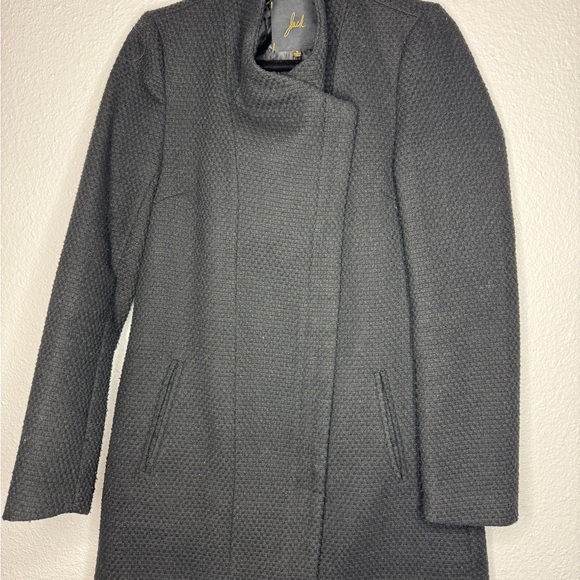 JACK by BB DAKOTA Coat with Envelope Collar Zip Overcoat Womens S Black Tweed - Picture 1 of 9